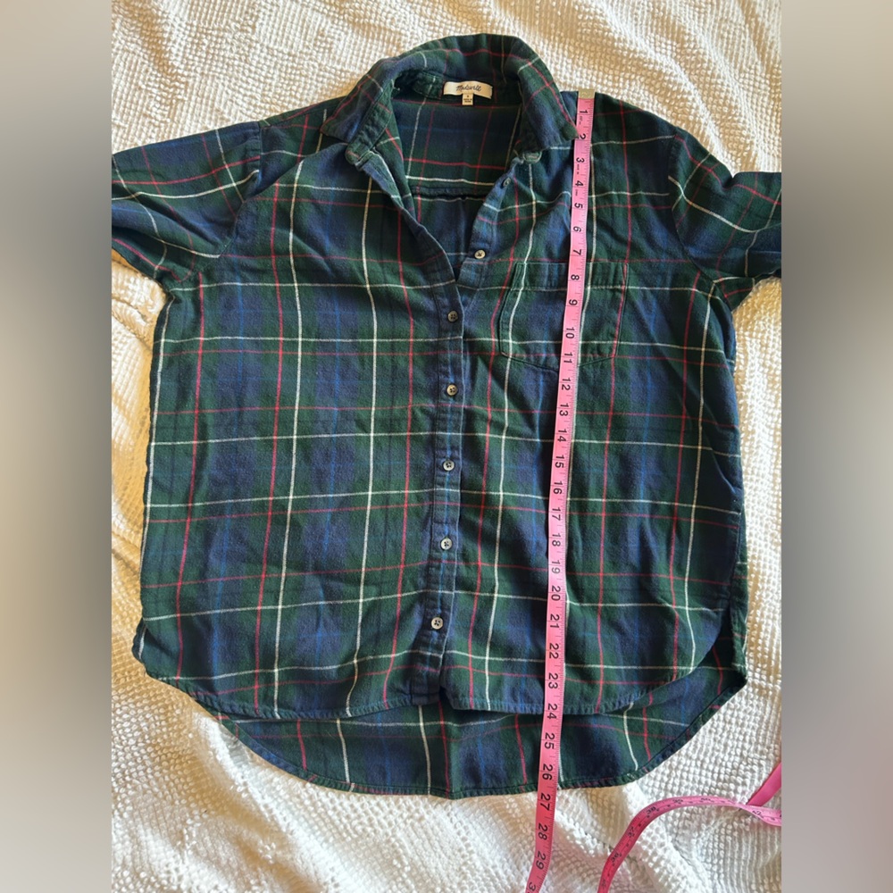 Madewell Flannel Oversized Ex-Boyfriend Shirt in Dark Plaid size small - Picture 8 of 12